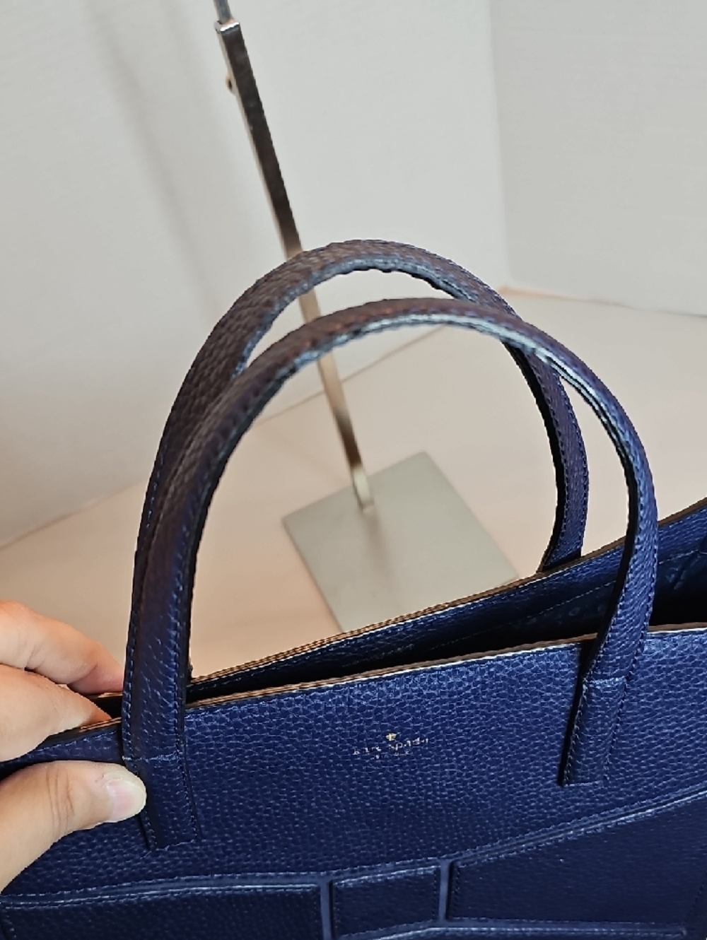 kate spade navy pebbled leather bow-detail tote - Picture 11 of 12